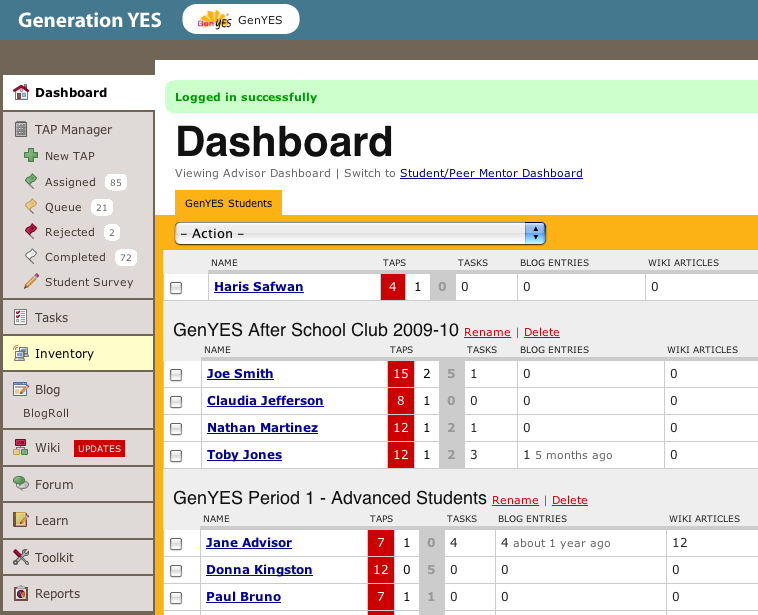 GenYES Dashboard
